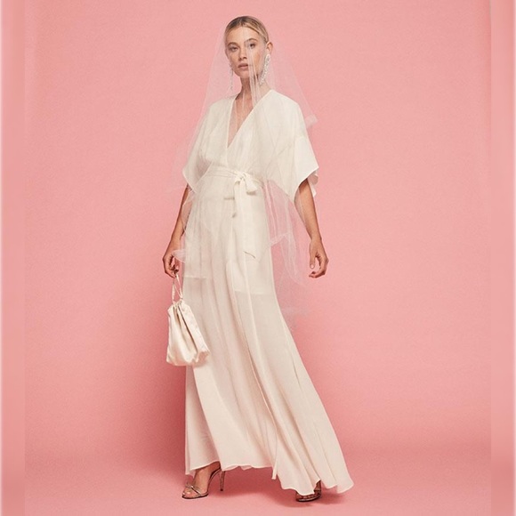 Reformation Winslow Wrap Dress in Ivory - Picture 3 of 3